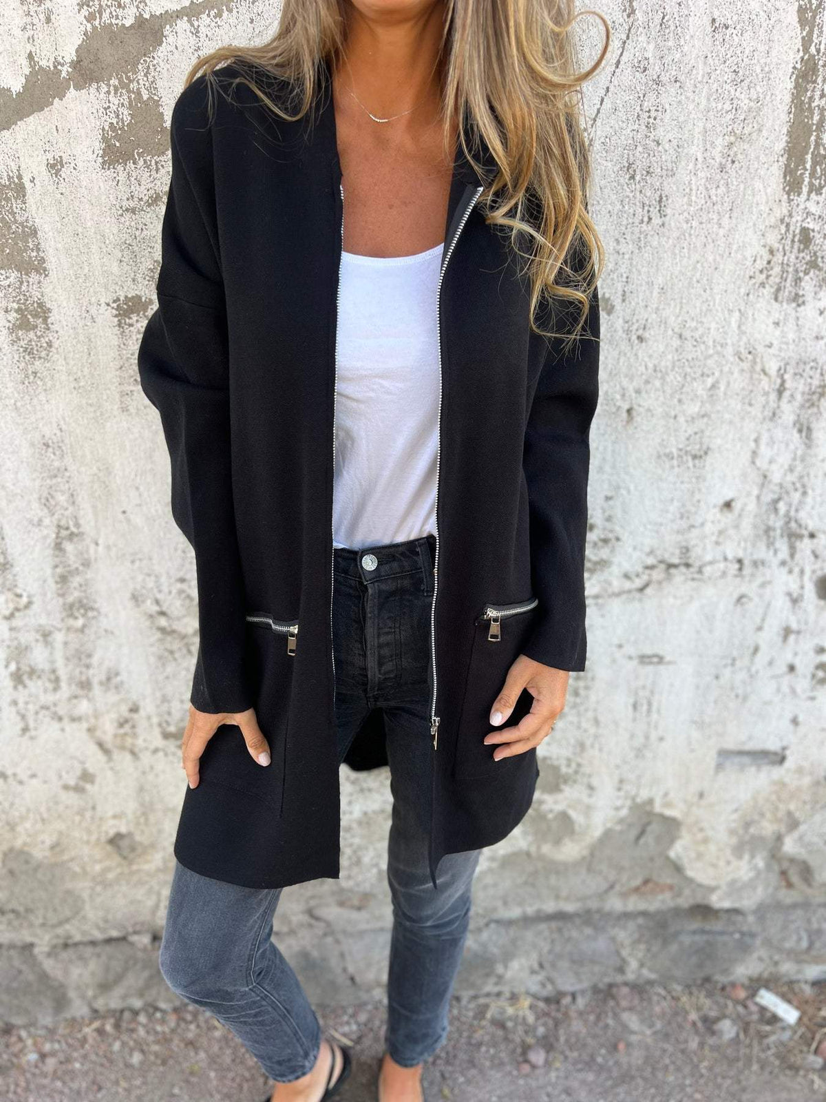 Black zip cardigan - Lana Fiorelli