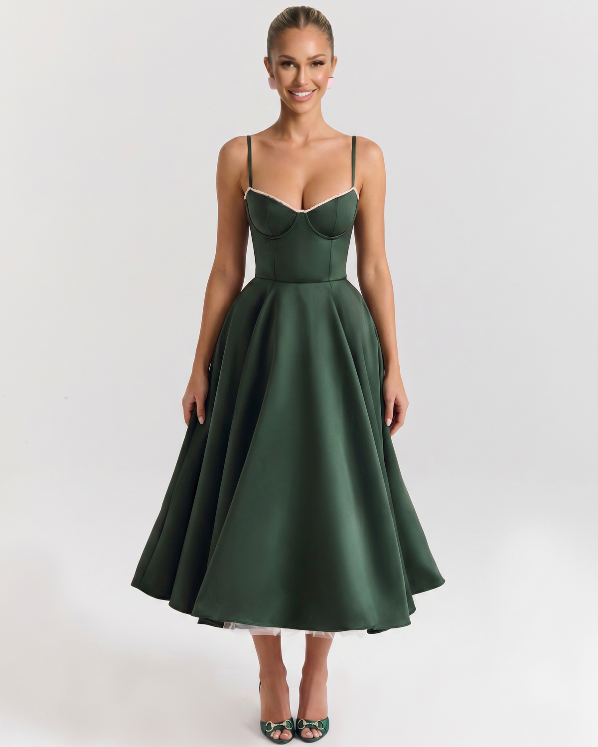 Dark Green Midi Dress - Lana Fiorelli