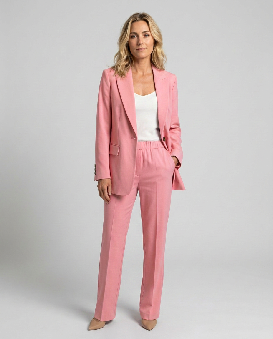 Pink blazer and straight leg trouser set - Lana Fiorelli