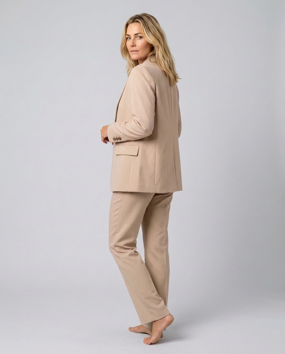 Khaki blazer and straight leg trouser set - Lana Fiorelli