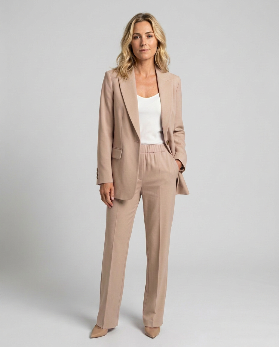 Khaki blazer and straight leg trouser set - Lana Fiorelli