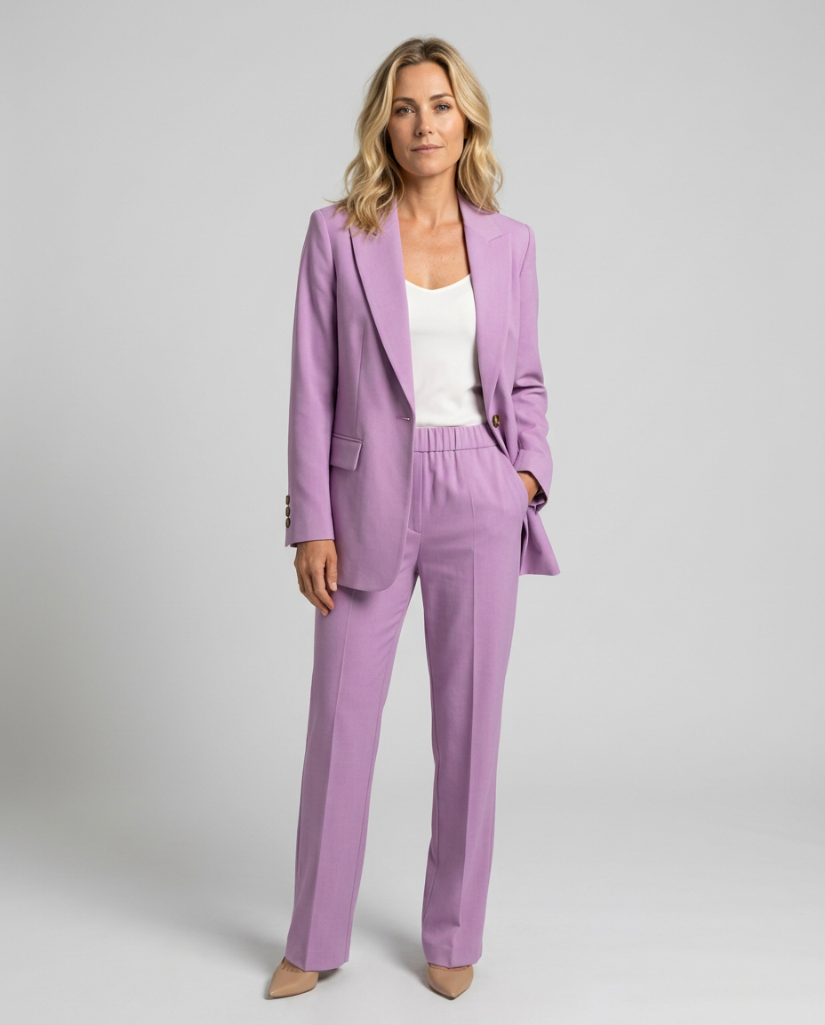 Purple blazer and straight leg trouser set - Lana Fiorelli