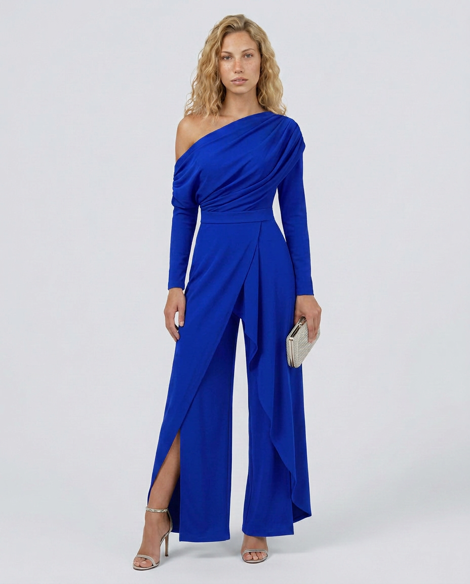 Blue one shoulder jumpsuit - Lana Fiorelli