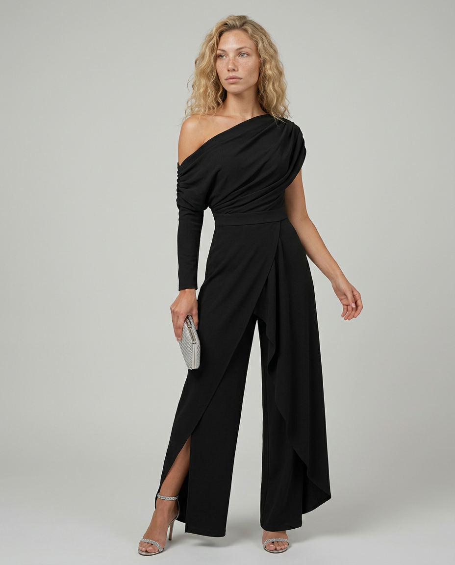 Black one shoulder jumpsuit - Lana Fiorelli