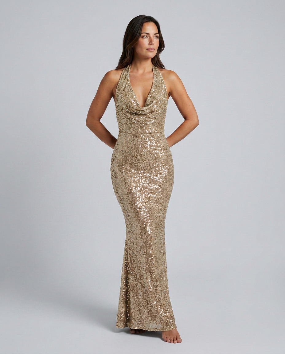 Black and Gold Maxi Dress - Lana Fiorelli