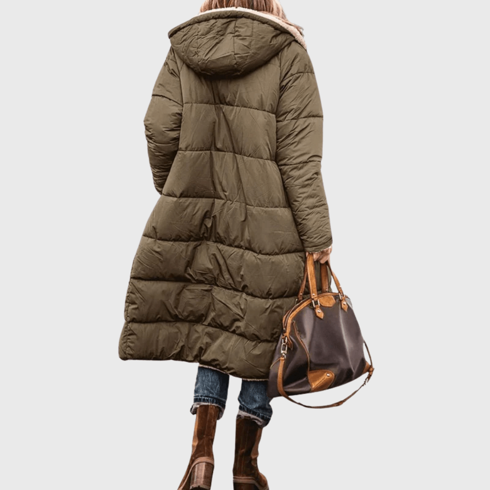 Green puffer coat Back View - Lana Fiorelli