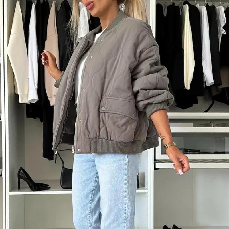 Khaki padded bomber jacket - Lana Fiorelli