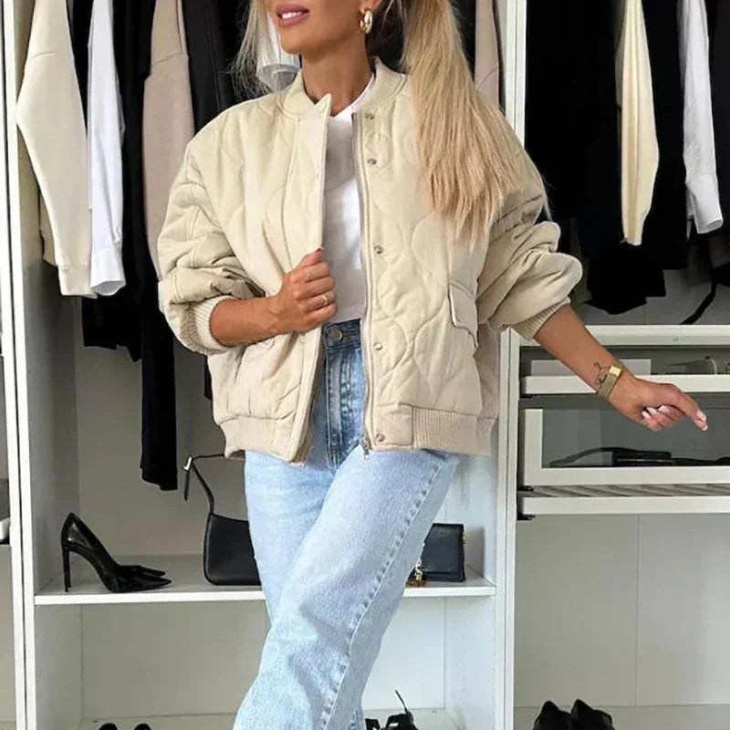 Beige quilted bomber jacket - Lana Fiorelli
