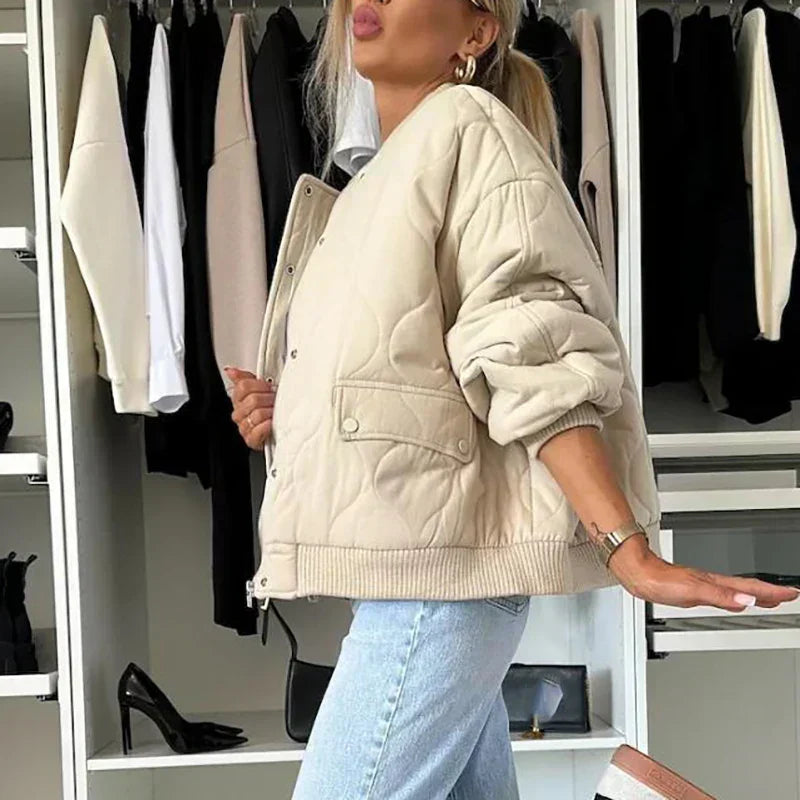 Khaki padded bomber jacket - Lana Fiorelli