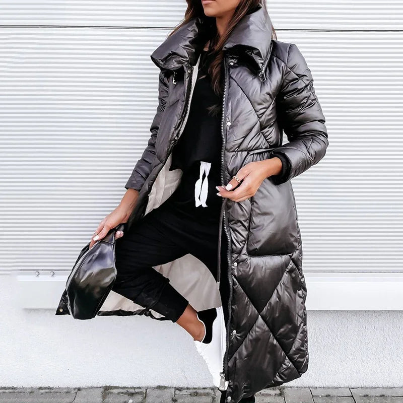 Black long quilted puffer jacket - Lana Fiorelli