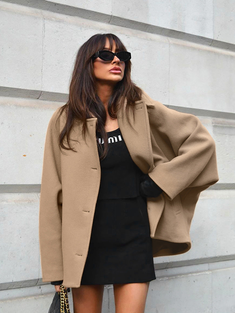 Khaki oversized batwing coat - Lana Fiorelli