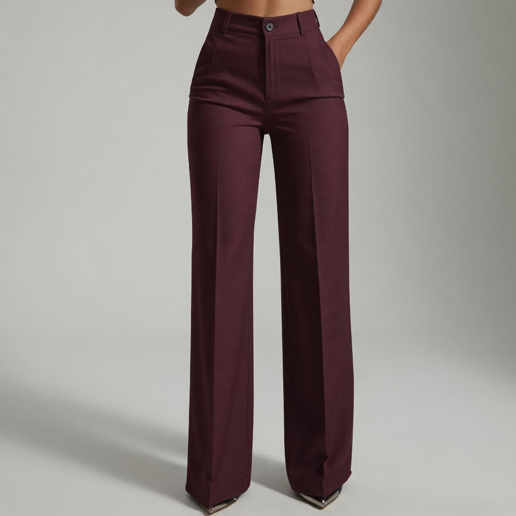 Burgundy high waist trousers - Lana Fiorelli