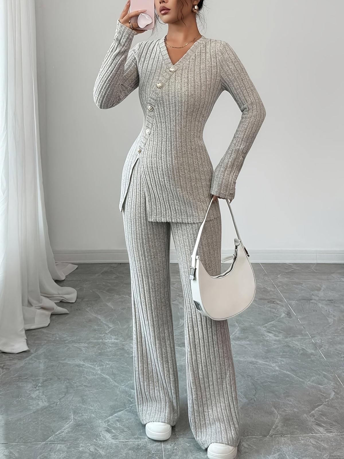 Women's knit top and trousers set - Lana Fiorelli