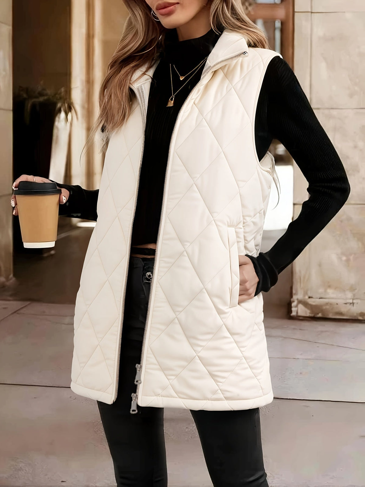 Women's rhombus quilted gilet - Lana Fiorelli