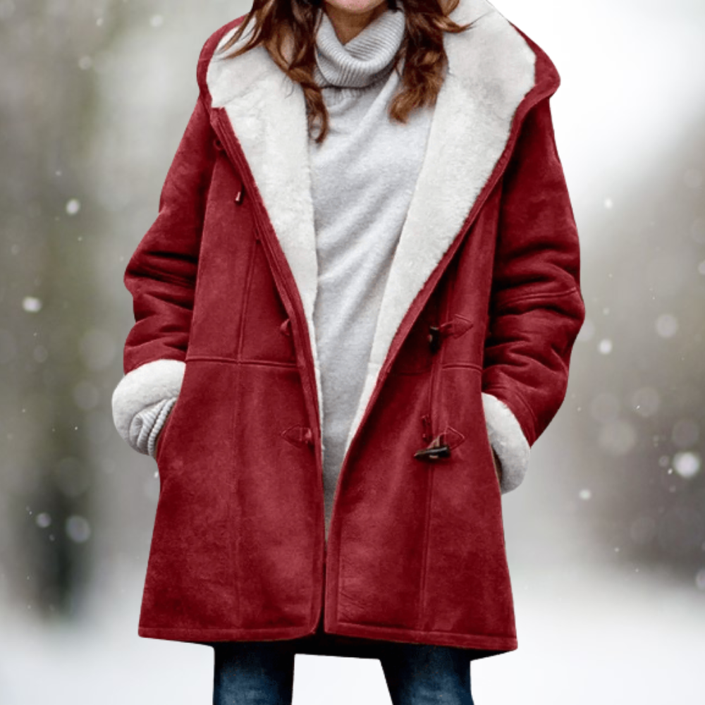 Burgundy hooded toggle coat - Lana Fiorelli