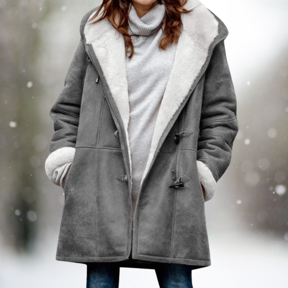 Grey hooded toggle coat - Lana Fiorelli