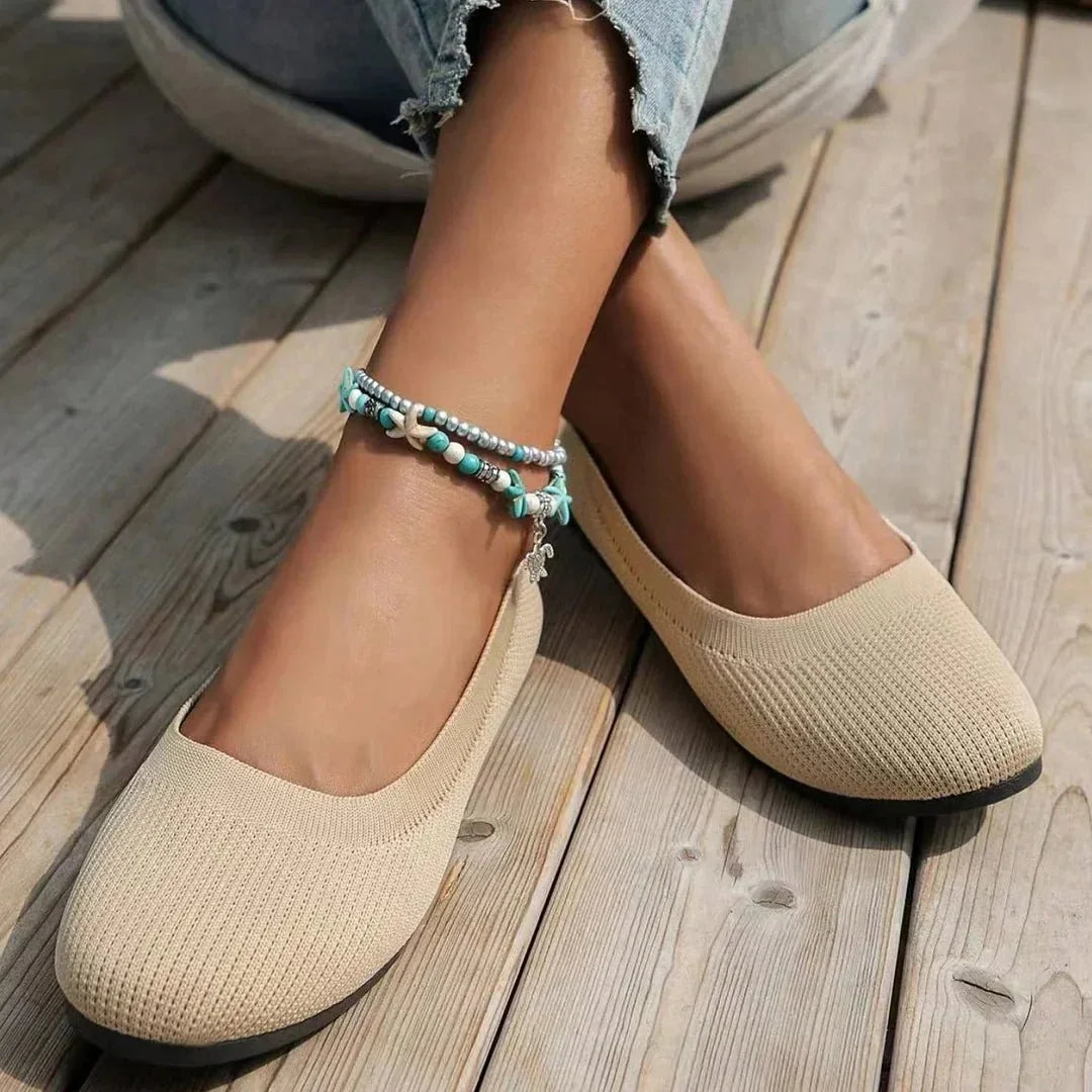 Beige knit loafer flats - Lana Fiorelli
