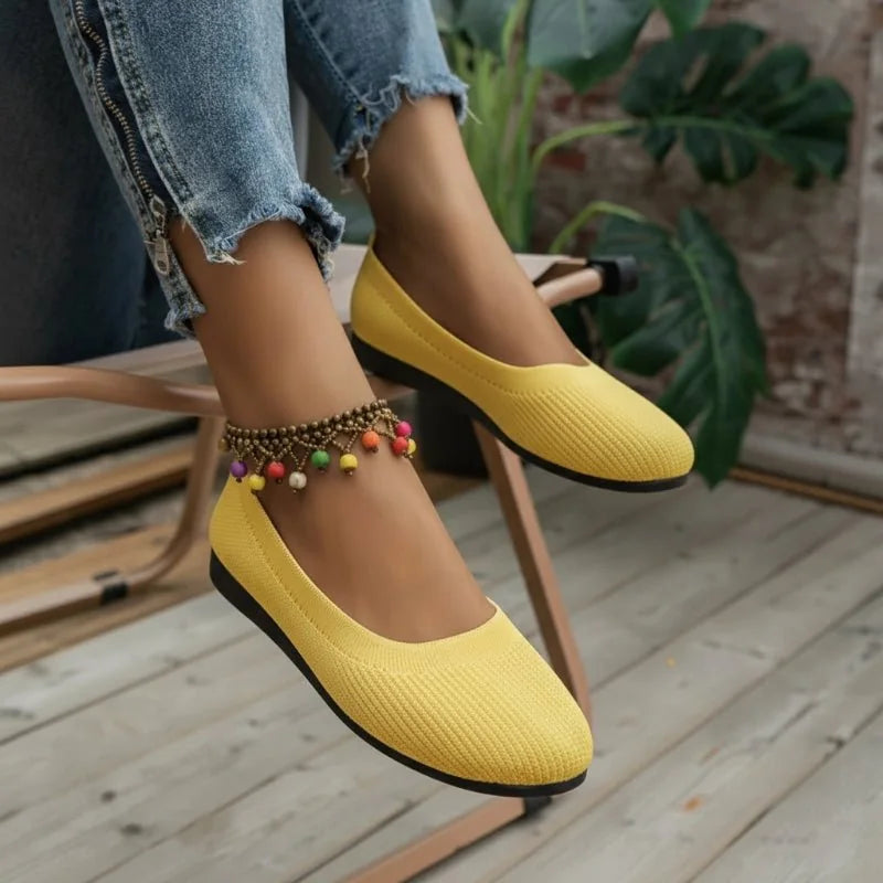 Yellow knit loafer flats - Lana Fiorelli
