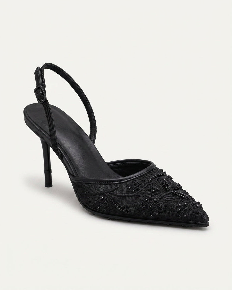 Black Slingback Pumps - Lana Fiorelli