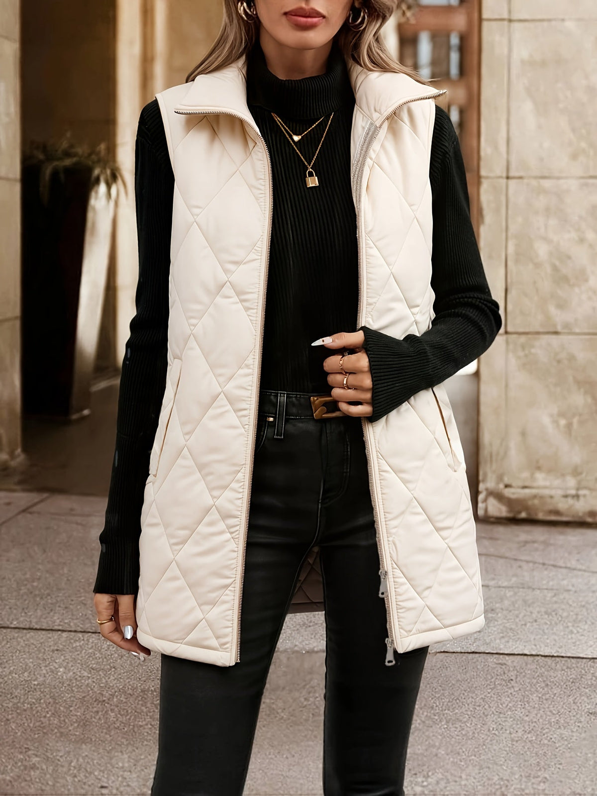 Women's rhombus quilted gilet - Lana Fiorelli