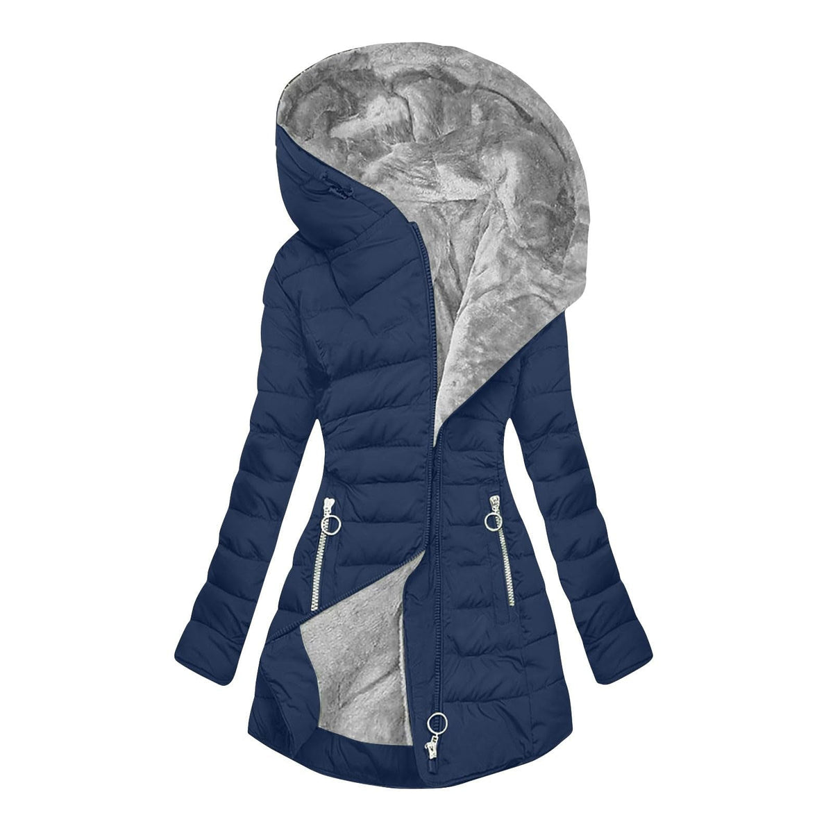 Navy hooded puffer coat - Lana Fiorelli