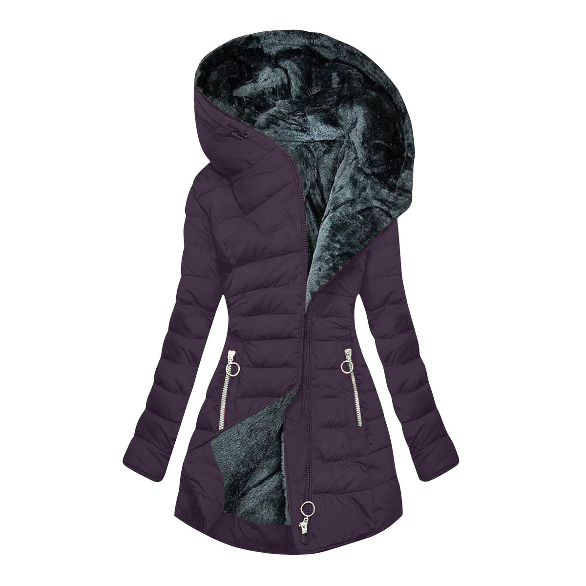 Purple hooded puffer coat - Lana Fiorelli