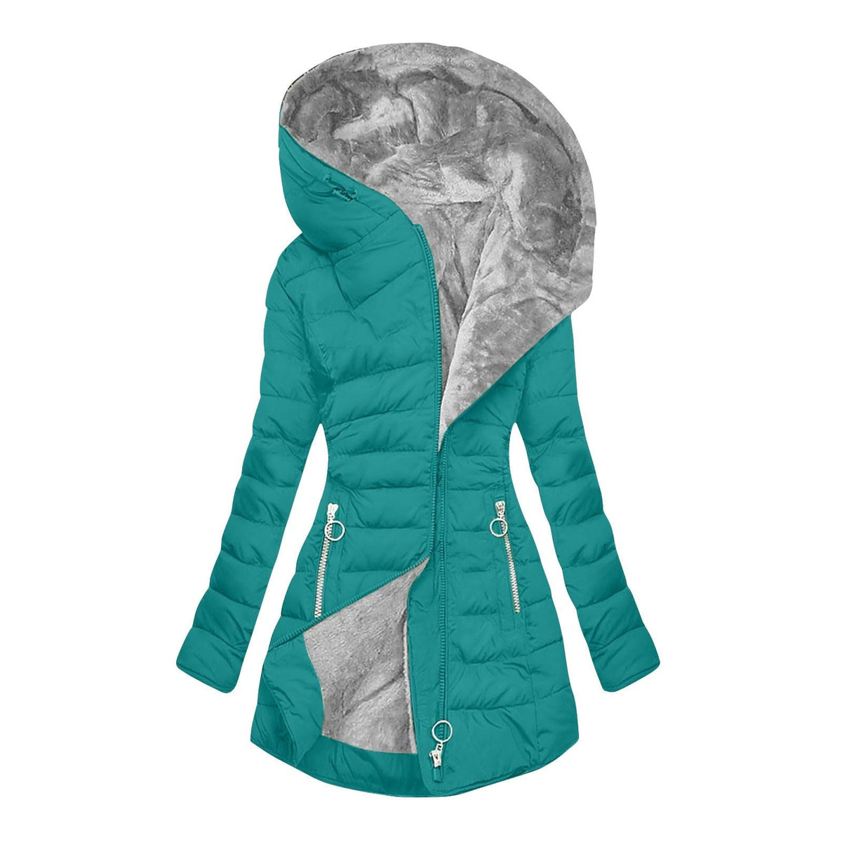 Light Blue hooded puffer coat - Lana Fiorelli