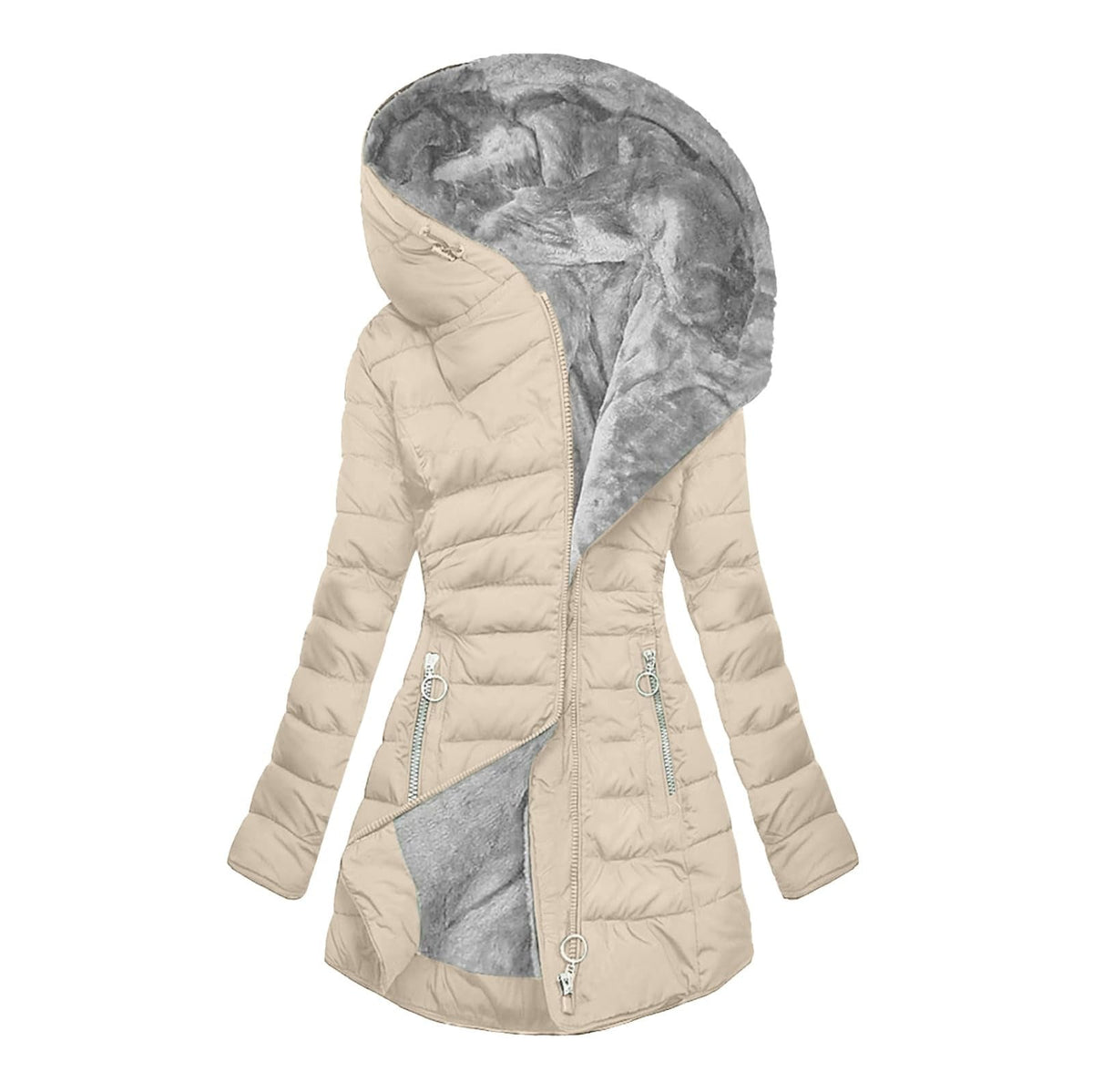 Beige hooded puffer coat - Lana Fiorelli
