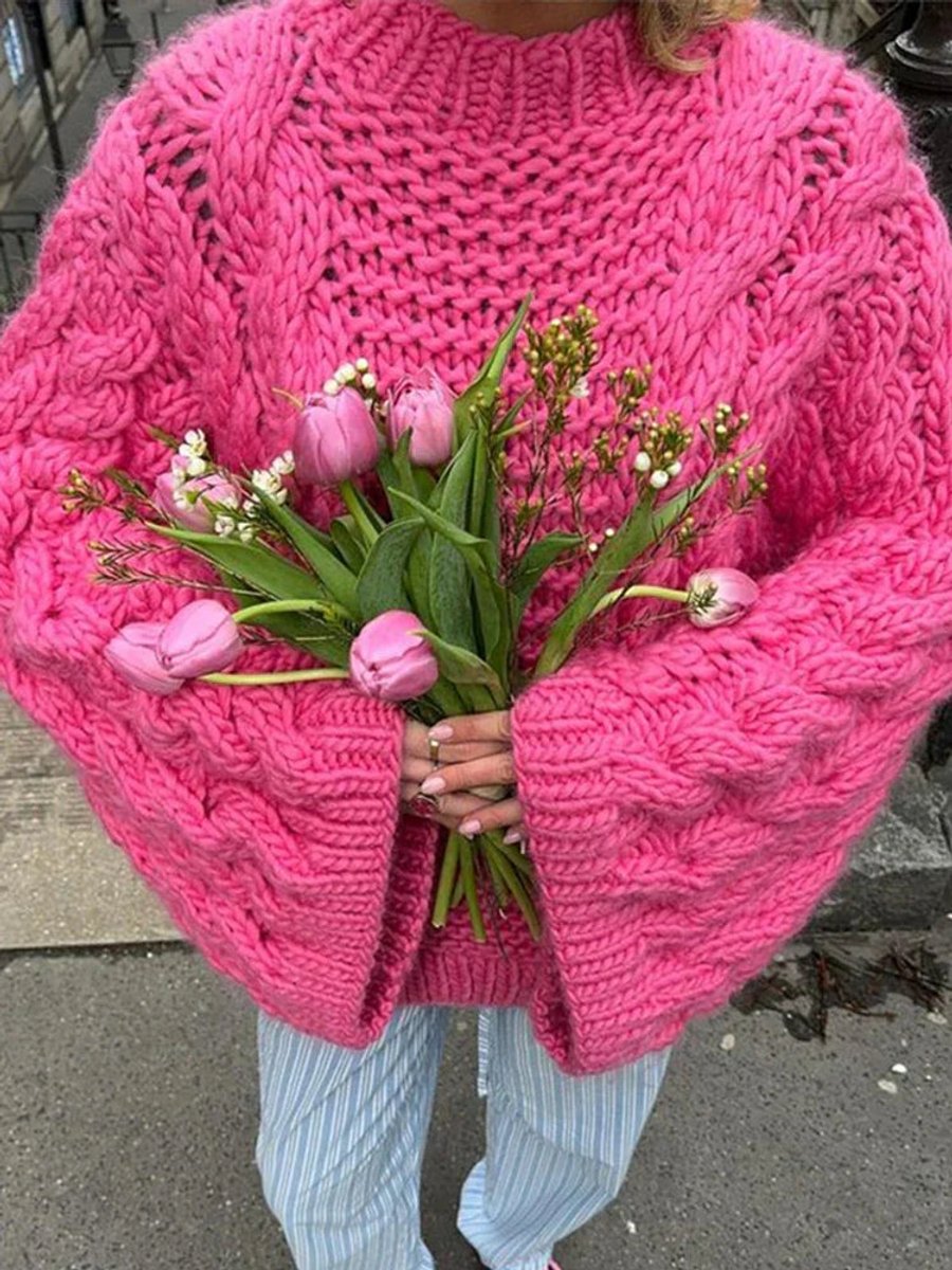 Pink cable cardigan - Lana Fiorelli