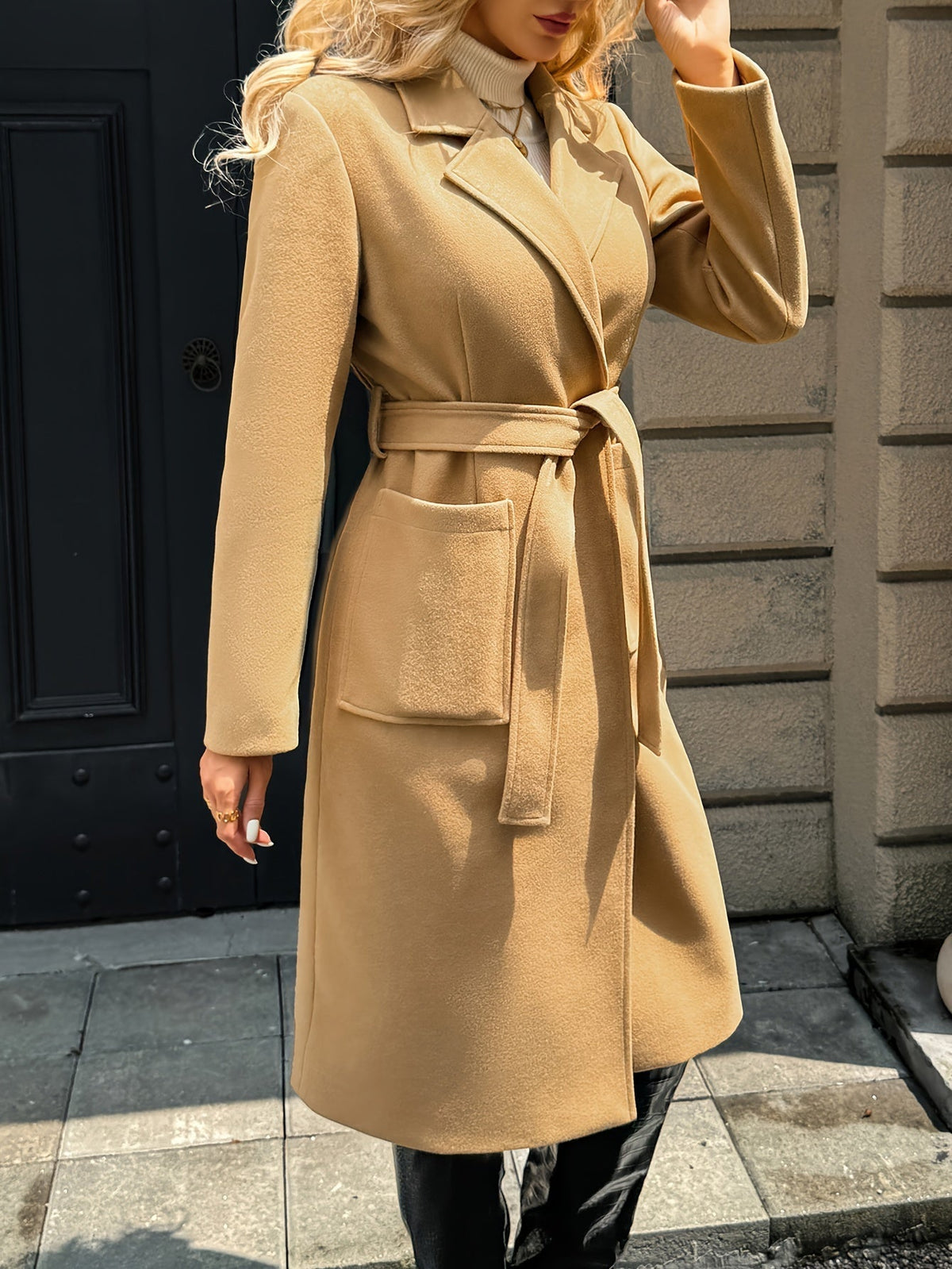 Women's belted long coat - Lana Fiorelli