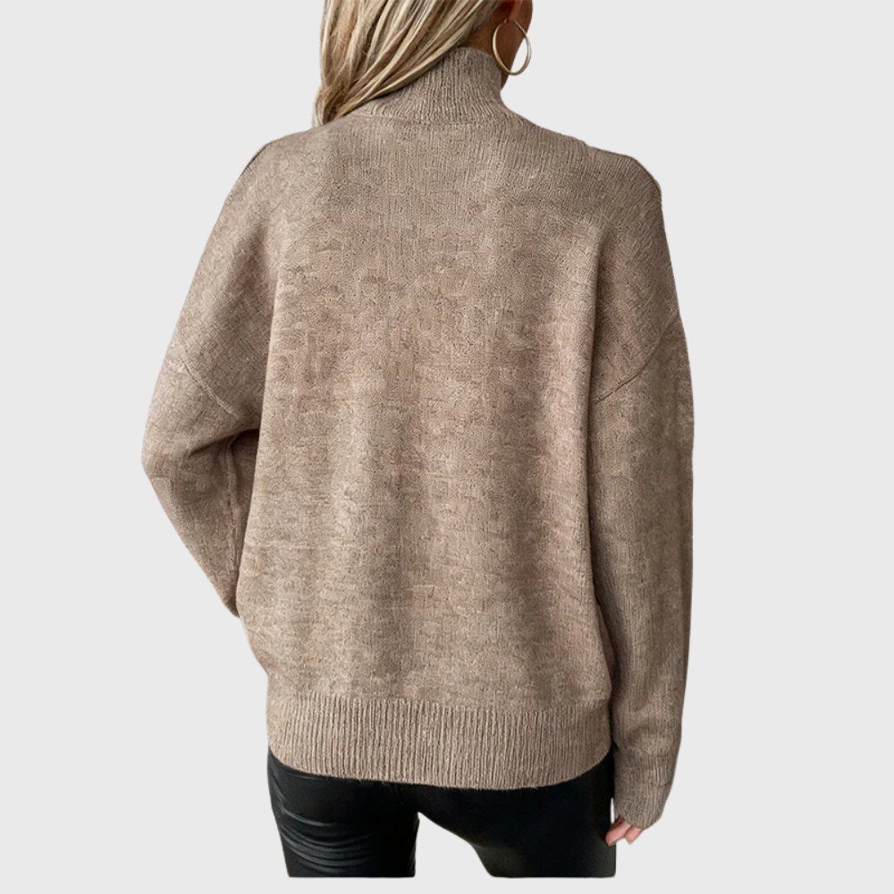 Khaki cold shoulder turtleneck sweater - Lana Fiorelli