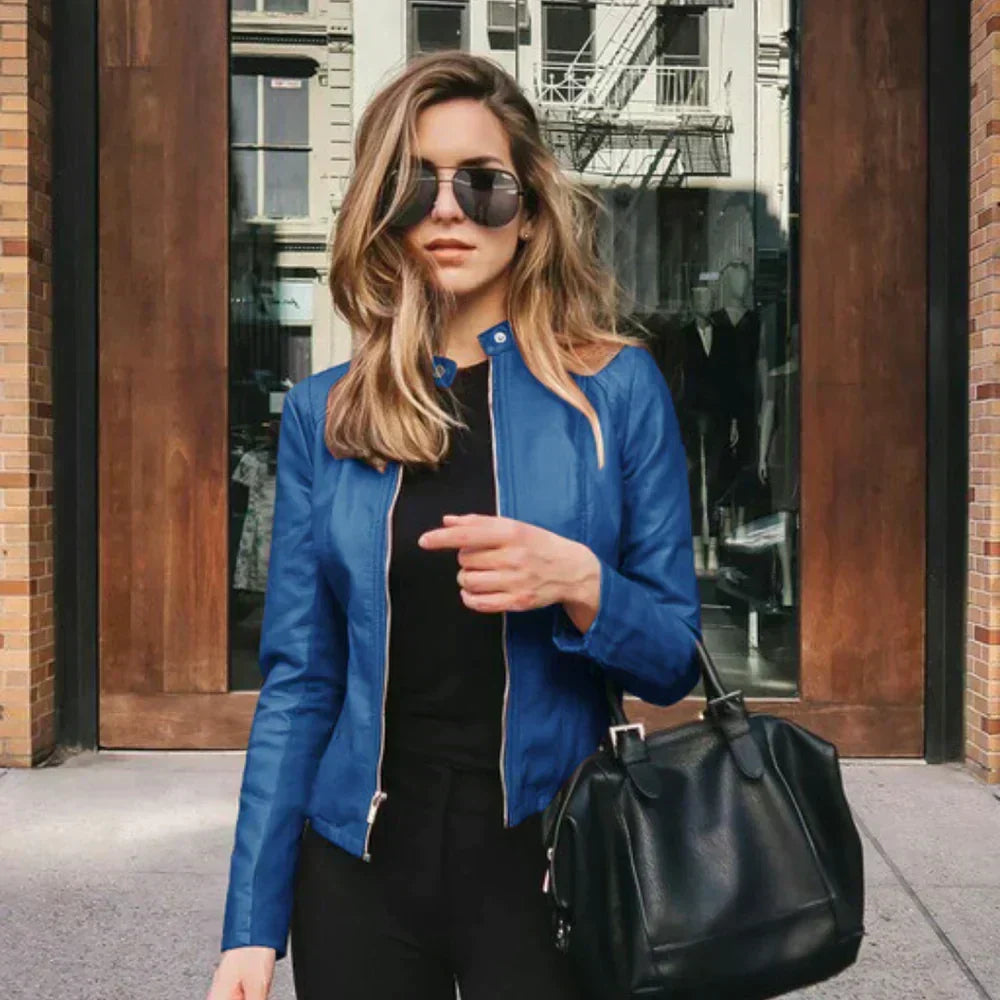 Blue faux leather jacket - Lana Fiorelli
