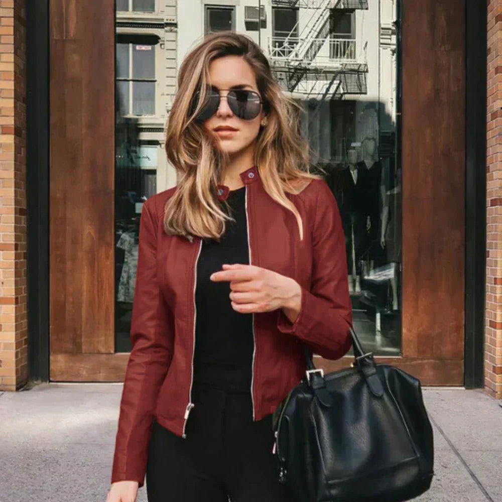 Burgundy faux leather jacket - Lana Fiorelli