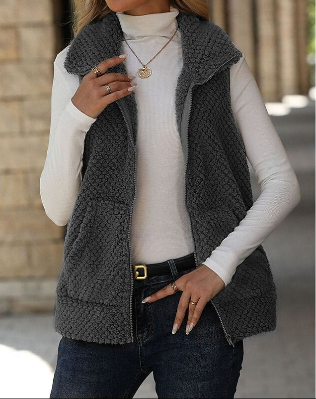 Dark Grey fleece gilet - Lana Fiorelli