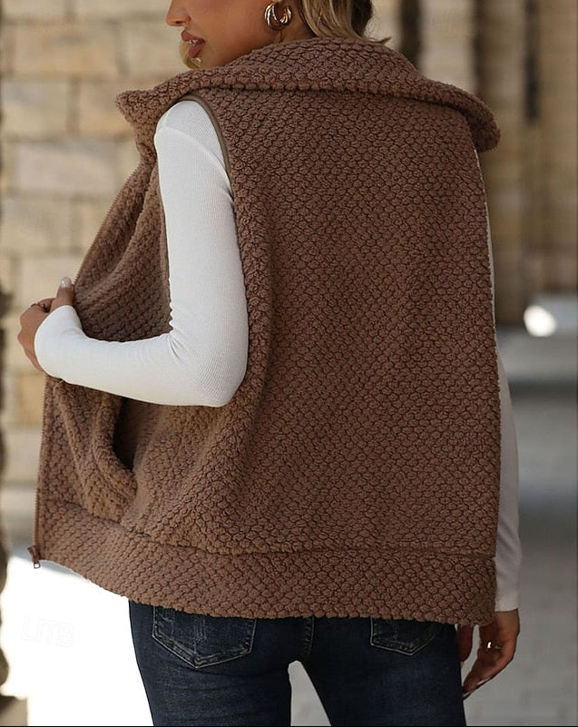 Brown fleece gilet - Lana Fiorelli
