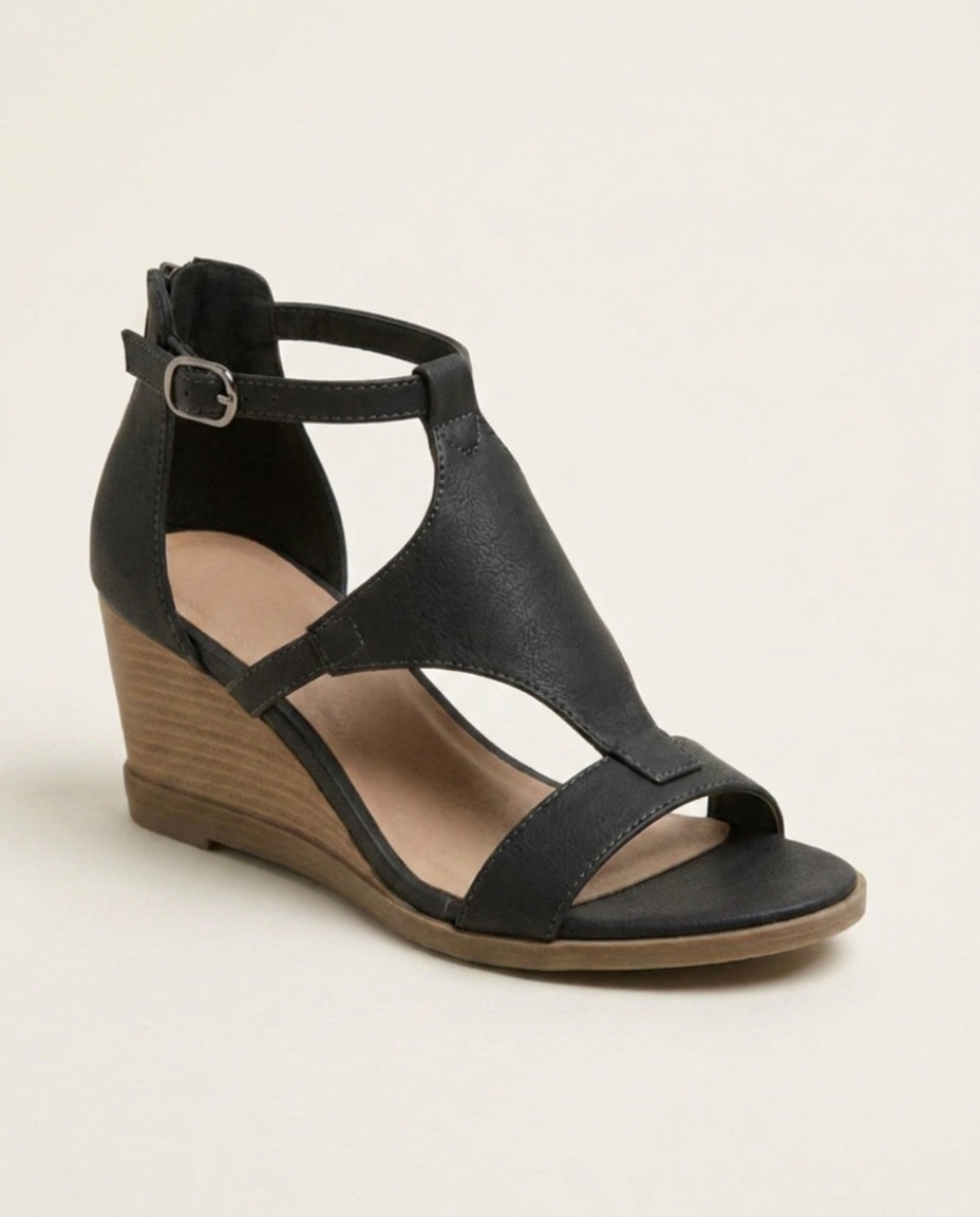Ornella | Sandali Donna con Zeppa Effetto Pelle
