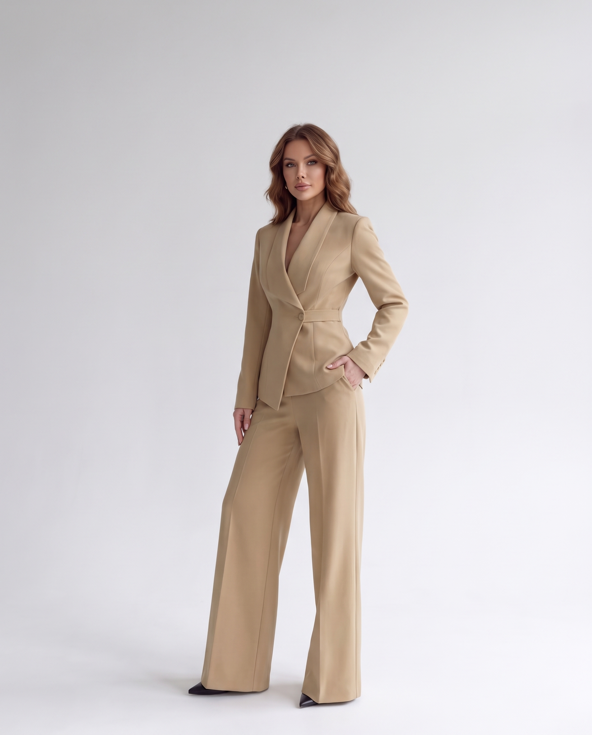 Beige Suit Set - different pose - Lana Fiorelli