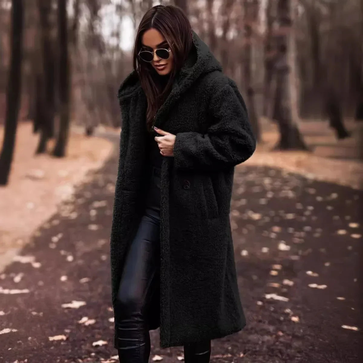 Khaki hooded teddy coat - Lana Fiorelli