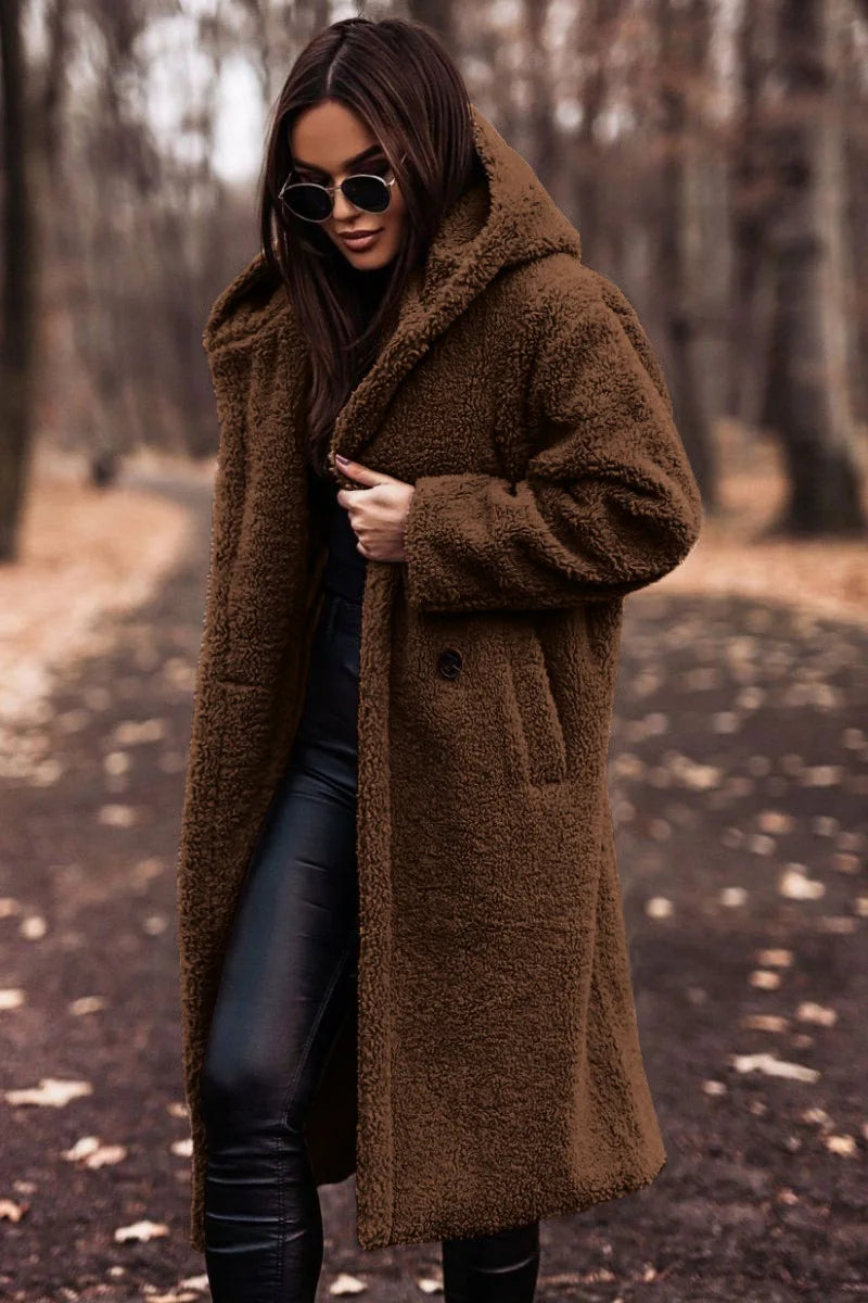 Yellow hooded teddy coat - Lana Fiorelli