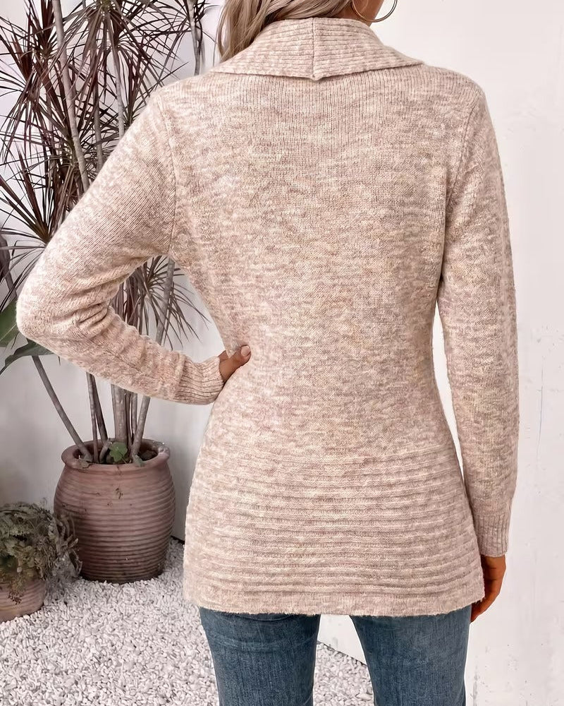 Cardigan Donna Lungo Doppiopetto con Collo a Scialle