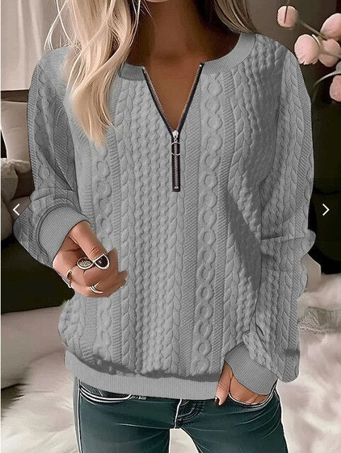 Grey half zip cable jumper - Lana Fiorelli