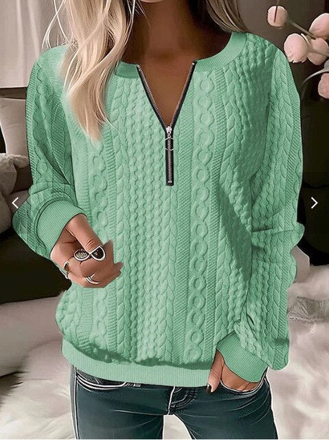 Green half zip cable jumper - Lana Fiorelli
