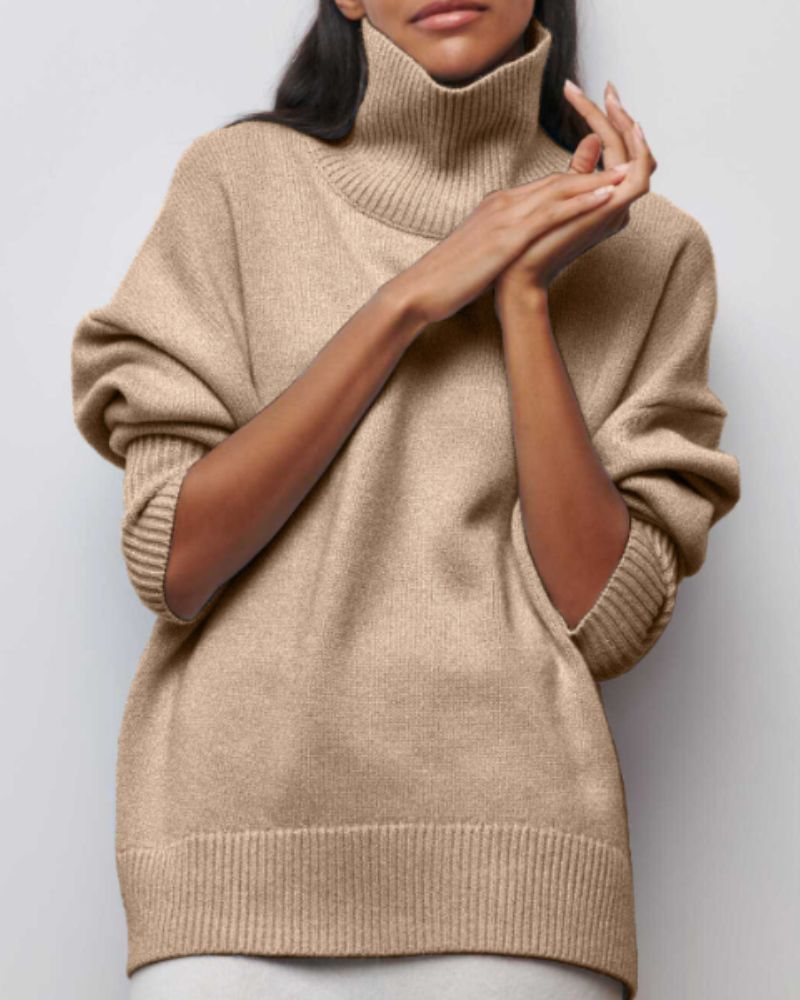 Khaki oversized turtleneck sweater - Lana Fiorelli