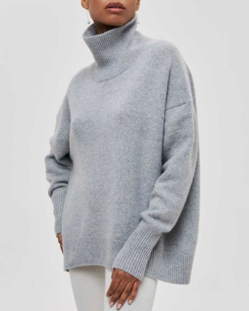Grey oversized turtleneck sweater - Lana Fiorelli