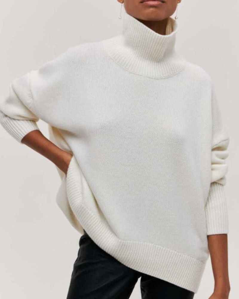 White oversized turtleneck sweater - Lana Fiorelli