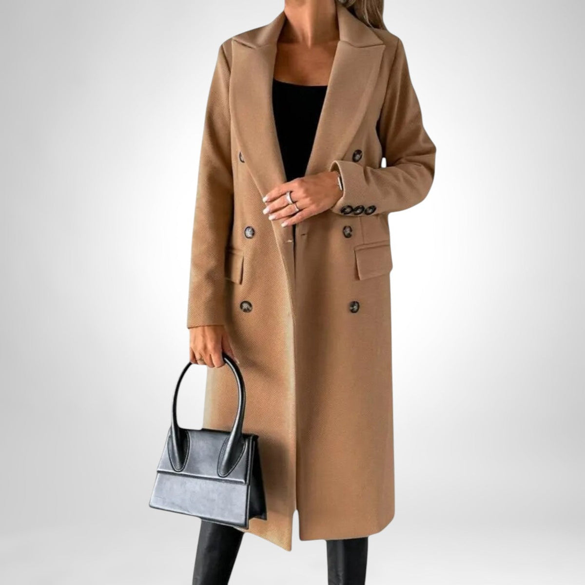 Brown long double breasted coat - Lana Fiorelli