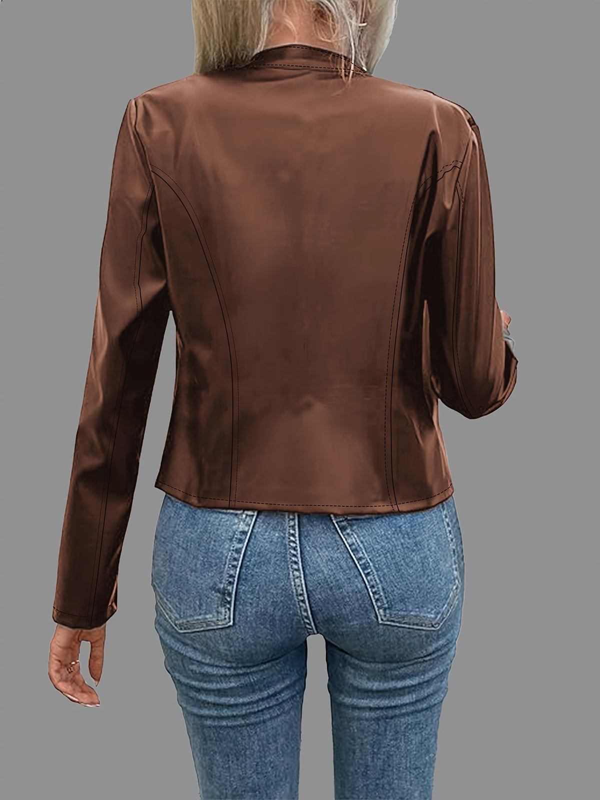 Khaki cropped faux leather jacket - Lana Fiorelli