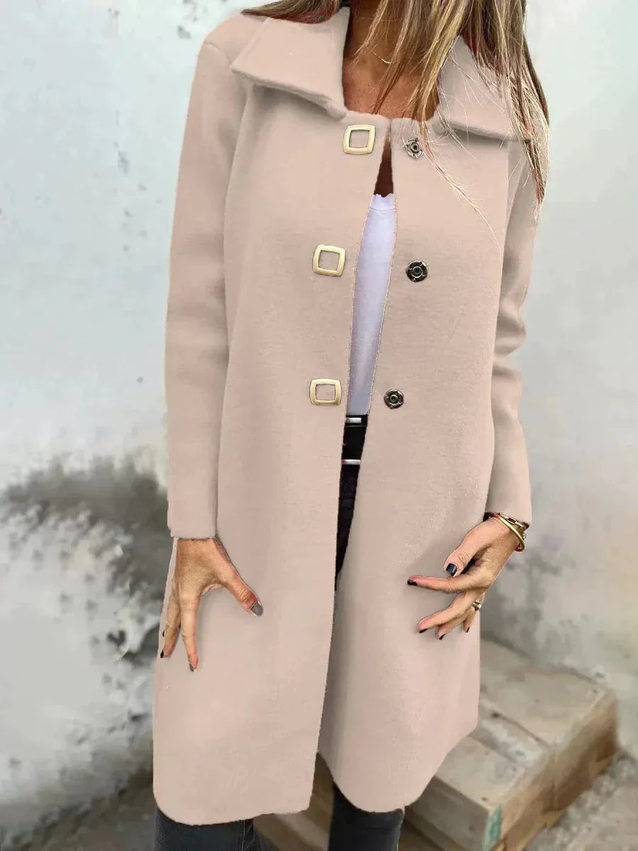 Khaki tailored single breasted coat - Lana Fiorelli