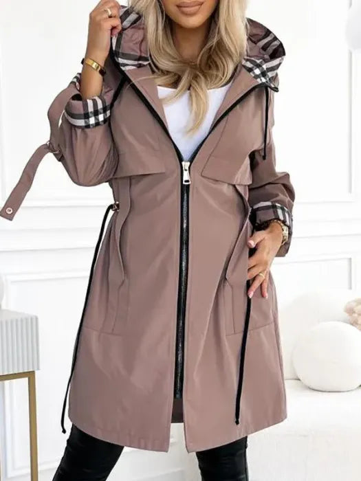 Brown hooded zip coat - Lana Fiorelli