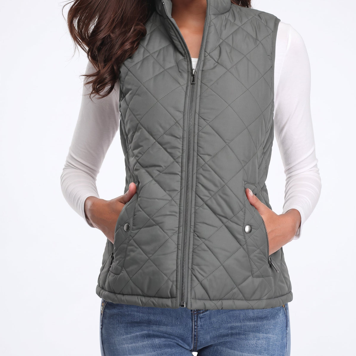 Grey quilted zip gilet - Lana Fiorelli